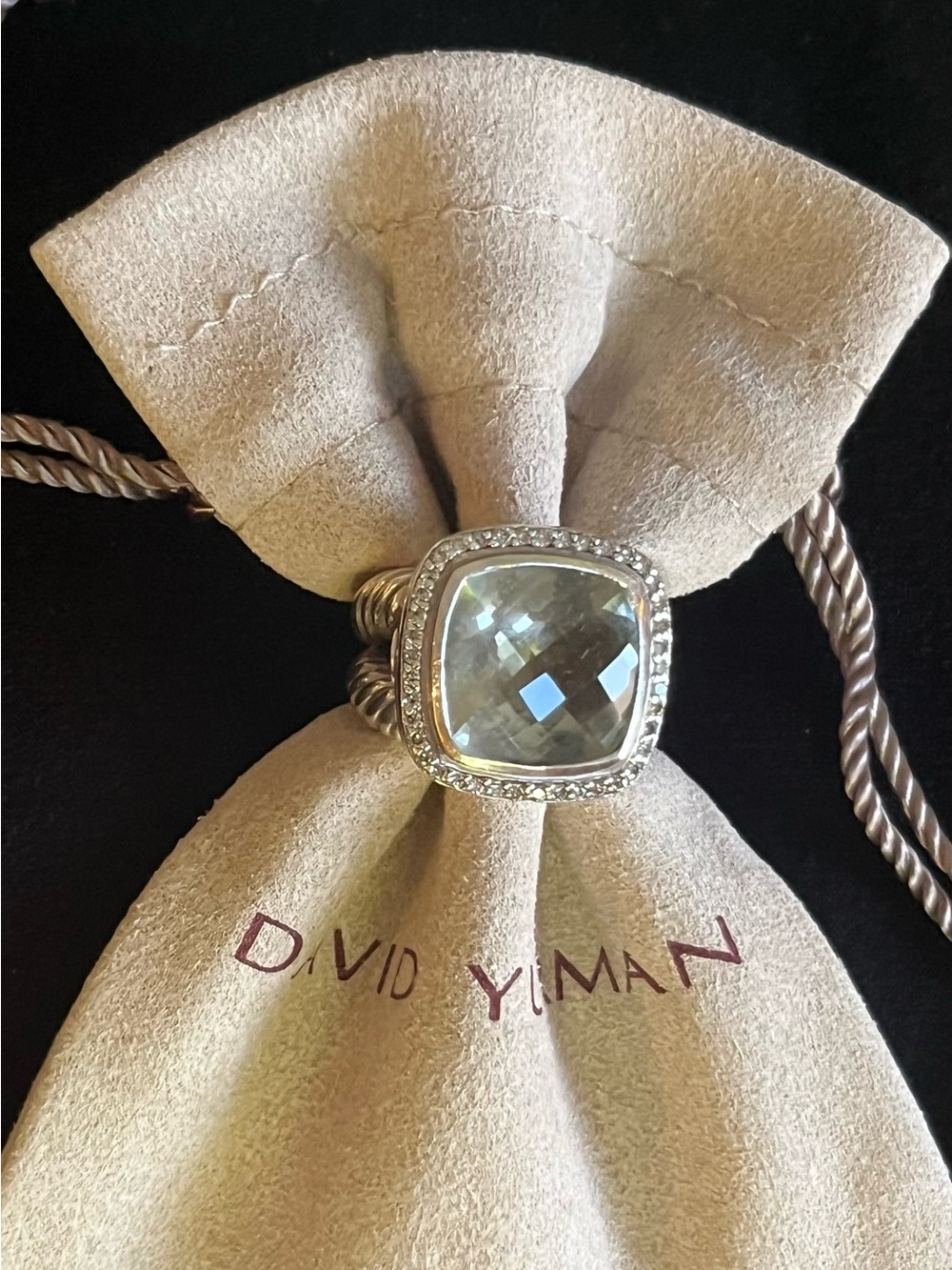 David Yurman Prasiolite & Pave Diamonds 17mm Albion Ring size 7 - Picture 6 of 10